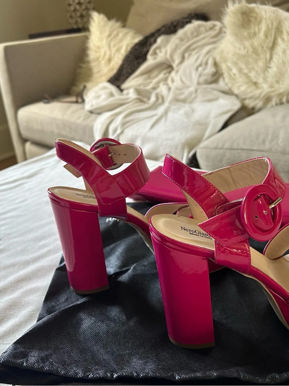 Nero Giardini Patent Fuchsia Platform Sandals